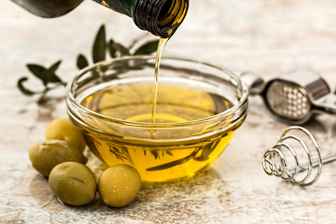 Bowl filled with olive oil