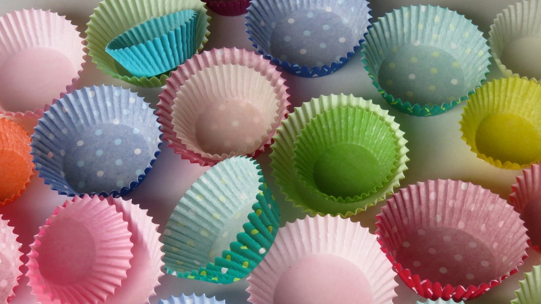 Colourful cupcake cases