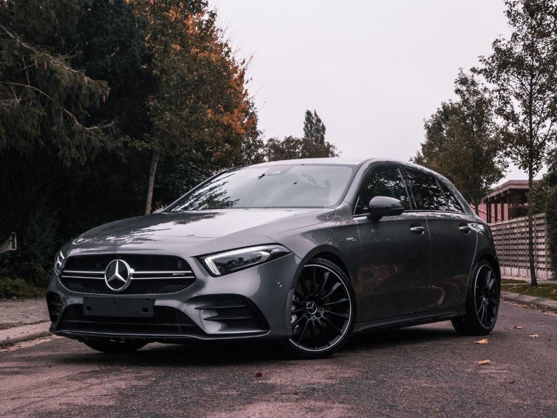 Front and passenger side image of a space grey Mercede-Benz