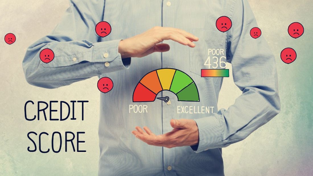 A Credit Score Dial showing Poor Credit