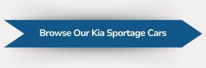 Blue ribbon-shaped banner with white text reading ‘Browse Our Kia Sportage Cars’