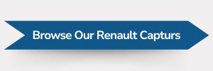 Blue ribbon-shaped banner with white text reading ‘Browse Our Renault Capturs.’