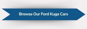 Blue ribbon-shaped banner with white text reading ‘Browse Our Ford Kuga Cars’