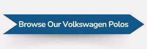 Blue ribbon-shaped banner with white text reading ‘Browse Our Volkswagen Polos.’