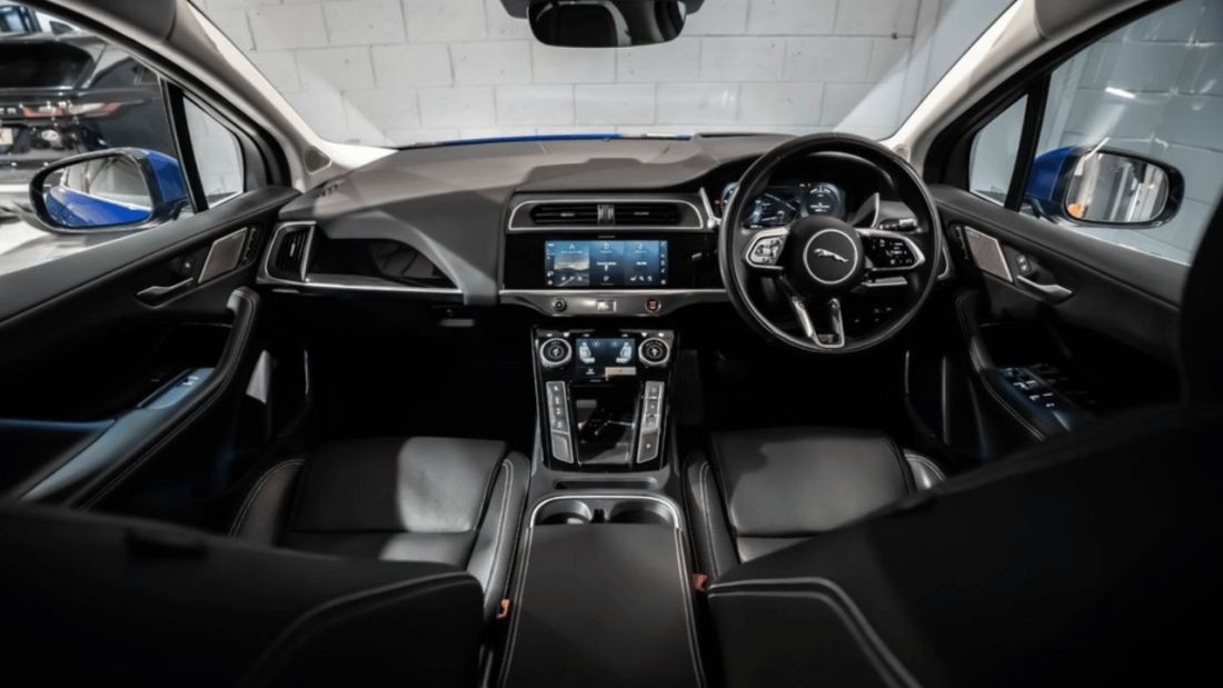 Interior of a Jaguar I-Pace.