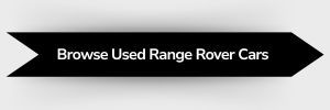Black ribbon-shaped button with white text that reads 'Browse Used Range Rover Cars'