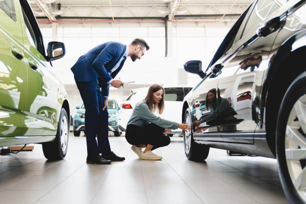 Car inspection in showroom 