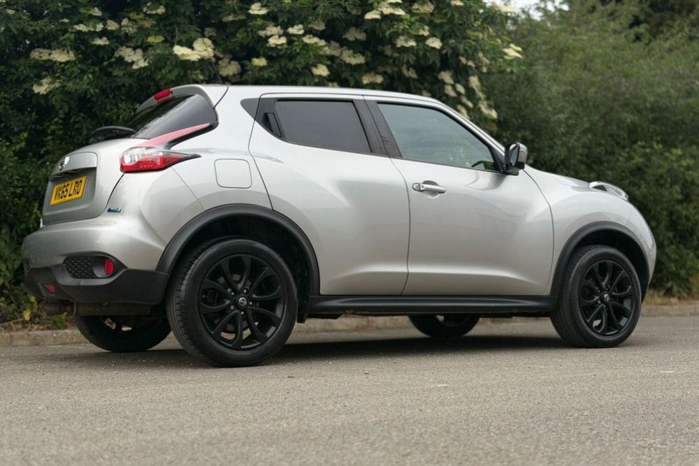 Silver Nissan Juke Tekna dCi crossover with black alloy wheels for sale at Mersea Cars Colchester Essex