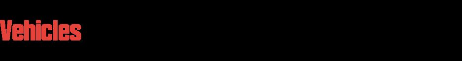 Vehicles heading in bold red text on black background.