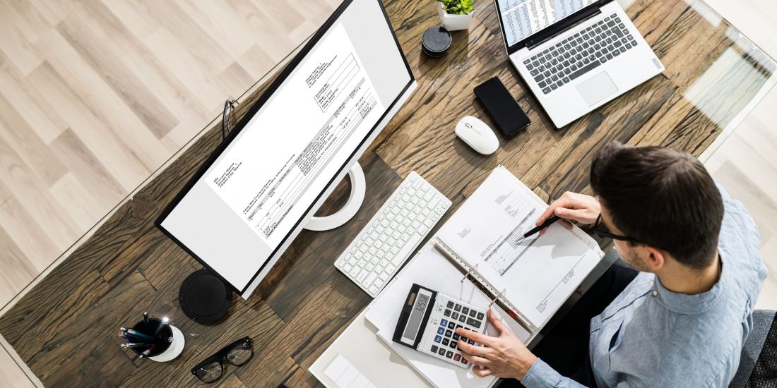 man working at desk