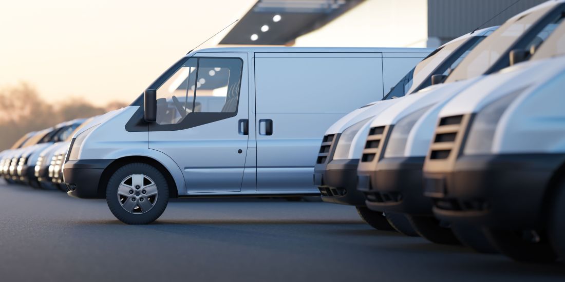 vans parked in a line