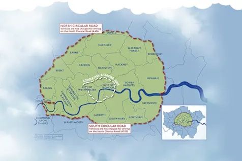 A map outlining where the Ultra Low Emission Zone is