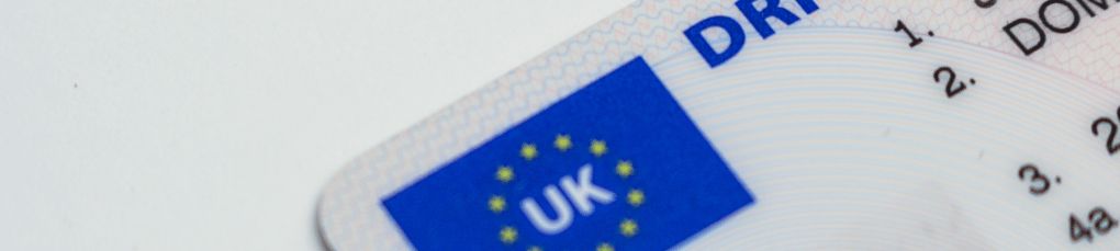 Close up image of a UK driver license