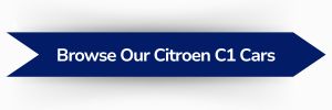 Blue ribbon-shaped banner with white text reading ‘Browse Our Citroen C1 Cars’