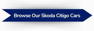 Blue ribbon-shaped banner with white text reading ‘Browse Our Skoda Citigo Cars’