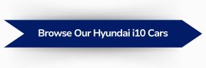 Blue ribbon-shaped banner with white text reading ‘Browse Our Hyundai i10 Cars'