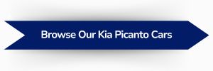 Blue ribbon-shaped banner with white text reading ‘Browse Our Kia Picanto Cars'