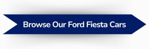 Blue ribbon-shaped banner with white text reading ‘Browse Our Ford Fiesta Cars’