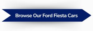 Blue ribbon-shaped banner with white text reading ‘Browse Our Ford Fiesta Cars'