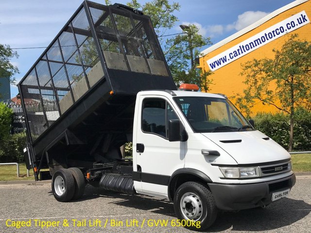 2006 06 Iveco-Ford Daily 65C17 Tipper-Caged Refuge+T/Lift Wheelie Bin-Low Mileage,