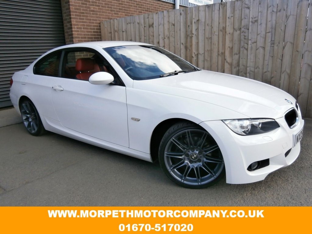 USED 2009 09 BMW 3 SERIES 2.0 320D M SPORT 2d 175 BHP ALPINE WHITE WITH CORAL NEVADA LEATHER