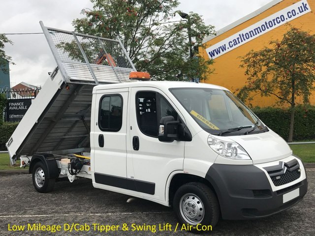 2012 12 Citroen Relay 35 L3 HDI 130 D/Cab 7s Tipper A/Con Low Mileage Alloy Body+Swing Lift Crane