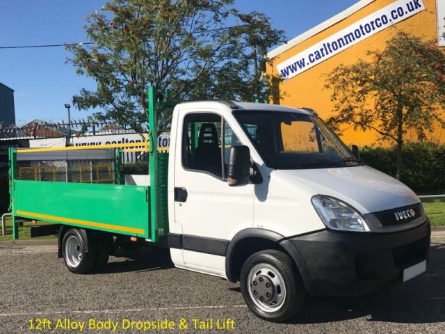 2011 61 Iveco-Ford Daily 2.3TD 35C13 Mwb Dropside+T/Lift 12ft Alloy Body DRW Ex Highway / Motorway Maintenance, Delivery T,B,A