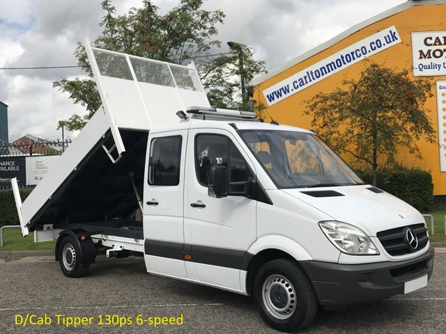 2011 61 Mercedes-Benz Sprinter 313 CDI Lwb D/Crew Cab Tipper Low Mileage Ex Council Free UK Delivery