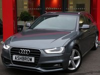USED 2012 62 AUDI A4 AVANT 2.0 TDI S LINE 5d 177 AUTO S/S FULL AUDI SERVICE HISTORY, UPGRADE AUDI MUSIC INTERFACE FOR IPOD / USB DEVICES (AMI), LED XENON LIGHTS, HEADLAMP WASHERS, FRONT FOG LIGHTS, 18 INCH 5 SPOKE ALLOY WHEELS, ALUMINIUM ROOF RAILS, S LINE BODY KIT, REAR ACOUSTIC PARKING SENSORS, BLACK 1/2 LEATHER, SPORT SEATS WITH ELECTRIC LUMBAR SUPPORT, LEATHER MULTIFUNCTION TIPTRONIC STEERING WHEEL (PADDLE SHIFT), CRUISE CONTROL, LIGHT & RAIN SENSORS WITH AUTO DIMMING REAR VIEW , CONCERT CD RADIO & SD CARD READER, GSM BLUETOOTH