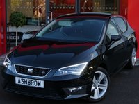 USED 2015 65 SEAT LEON 2.0 TDI FR TECHNOLOGY 5d 150 S/S SAT NAV, BLACK 1/2 LEATHER INTERIOR, LED HEADLIGHTS & DAYTIME RUNNING LIGHTS, DAB RADIO, BLUETOOTH PHONE & MUSIC STREAMING, FRONT & REAR PARKING SENSORS WITH DISPLAY, TINTED GLASS, AUX & USB INPUTS, CD HIFI WITH 2x SD CARD READERS, LEATHER FLAT BOTTOM MULTI FUNCTION STEERING WHEEL, CRUISE CONTROL, DRIVING MODE SELECT, ELECTRIC HEATED FOLDING DOOR MIRRORS, 1 OWNER FROM NEW, FULL SEAT SERVICE HISTORY, BALANCE OF SEAT WARRANTY, &pound;20 ROAD TAX