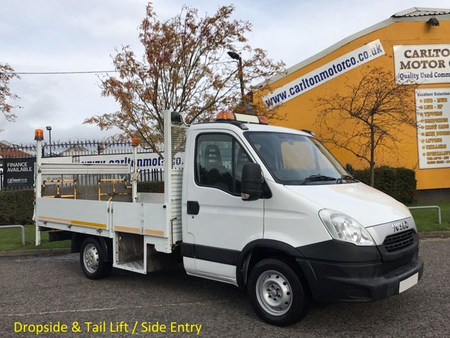 2012 62 Iveco-Ford Daily  35S13 Mwb Dropside+ Tail-Lift Alloy body Low mileage Low Entry Dropwell Low Rate Finance + Free UK Delivery
