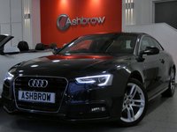 USED 2014 14 AUDI A5 2.0 TDI S LINE 2d AUTO 177  S/S UPGRADE TECHNOLOGY PACK HIGH INCLUDING PARKING SYSTEM PLUS FRONT & REAR WITH DISPLAY AUDI MUSIC INTERFACE (AMI) VOICE DIALOGUE SYSTEM DVD PLAYER & MMI NAVIGATION PLUS (HDD WITH JUKEBOX), DAB RADIO, BLUETOOTH PHONE & MUSIC STREAMING, WIRELESS LAN CONNECTION (WLAN), LED XENON LIGHTS FRONT FOG LIGHTS, 18 INCH TWIN 5 SPOKE ALLOYS, FULL BLACK LEATHER, LEATHER MULTIFUNCTION TIPTRONIC STEERING WHEEL (PADDLE SHIFT), LIGHT & RAIN SENSORS WITH AUTO DIMMING REAR VIEW, CRUISE, FULL AUDI SERVICE HISTORY
