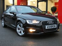 USED 2013 63 AUDI A3 SALOON 2.0 TDI SPORT 4d 150 S/S DAB DIGITAL RADIO, BLUETOOTH PHONE & MUSIC STREAMING, AUDI MUSIC INTERFACE FOR IPOD/USB DEVICES (AMI), MANUAL 6 SPEED GEARBOX, START STOP TECHNOLOGY, FRONT FOG LIGHTS, HEADLAMP WASHERS, 17 INCH 5 SPOKE ALLOY WHEELS, GREY CLOTH INTERIOR, SPORT SEATS, LEATHER 3 SPOKE SPORT MULTIFUNCTION STEERING WHEEL, AUDI DRIVE SELECT, DUAL CLIMATE AIR CON, CD HIFI WITH 2x SD CARD READERS, ELECTRIC WINDOWS x4, ELECTRIC HEATED DOOR MIRRORS, FOLDING REAR SEATS, ISO FIX. 1 OWNER FROM NEW, &pound;20 ROAD TAX, SERVICE HIST