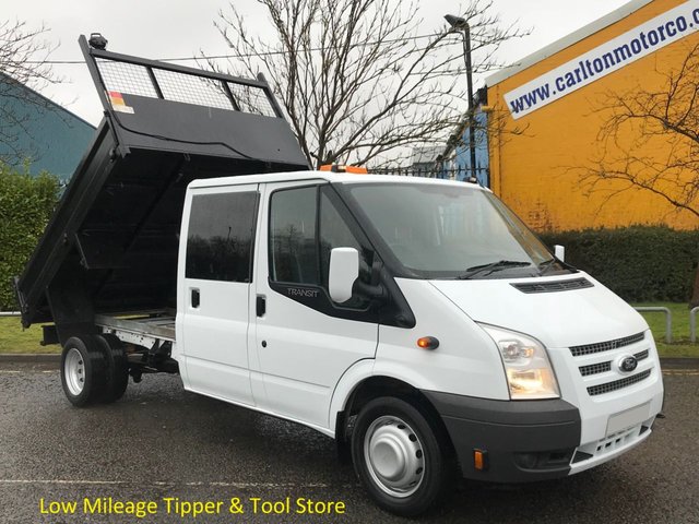 2014 14 Ford Transit 2.2 100 T350 D/Cab Tipper Low Mileage Toolstore DRW Delivery T,B,A