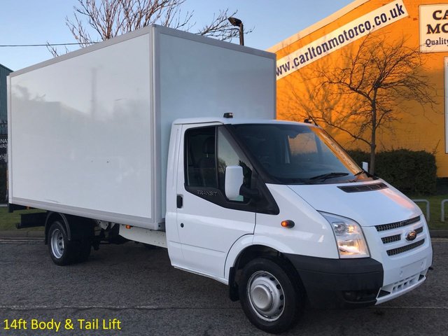 2014 14 Ford Transit 2.2 350 EF LWB 14ft Luton / Box Tail Lift DRW Ex Lease Delivery T,B,A