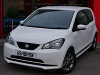 USED 2014 64 SEAT MII 1.0 I-TECH 3d 60 BHP SEAT PORTABLE SAT NAV WITH BLUETOOTH PHONE & MUSIC STREAMING, MANUAL 5 SPEED GEARBOX, COLOUR CODED EXTERIOR,  PRIVACY GLASS, 8 SPOKE BLACK ALLOY WHEELS, BLACK CLOTH INTERIOR, LEATHER STEERING WHEEL, ELECTRIC WINDOWS, AIR CONDITIONING, CD HIFI, AUX INPUT, REMOTE CENTRAL LOCKING, ISO FIX, FOLDING REAR SEATS, TYRE PRESSURE MONITORING SYSTEM, HEIGHT ADJUSTABLE DRIVERS SEAT.  1 OWNER FROM NEW, FULL SEAT SERVICE HISTORY, &pound;20 ROAD TAX (105 G/KM), VAT QUALIFYING.