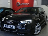 USED 2013 63 AUDI A3 SALOON 2.0 TDI S LINE 4d 150 S/S UPGRADE SAT NAV, UPGRADE S LINE SPORTS SUSPENSION, UPGRADE ELECTRIC LUMBAR SUPPORT, DAB RADIO, BLUETOOTH PHONE & MUSIC STREAMING, AUDI MUSIC INTERFACE FOR IPOD / USB DEVICES (AMI), LED XENON LIGHTS, FRONT FOG LIGHTS, HEADLAMP WASHERS, 18 INCH TWIN 5 SPOKE ALLOYS, BLACK 1/2 LEATHER, SPORT SEATS, LEATHER FLAT BOTTOM MULTI FUNCTION STEERING WHEEL, DUAL CLIMATE AIR CON, FULL SERVICE HISTORY, &pound;20 ROAD TAX (107 G/KM)