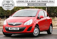 USED 2012 12 VAUXHALL CORSA 1.0 S ECOFLEX 3d 64 BHP +++ FREE 6 months Autoguard Warranty included in screen price +++