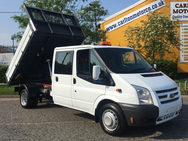 2014 14 Ford Transit 2.2 125 T350 Lwb Double Cab Tipper / Rear Tool store DRW Low Mileage One stop Body Delivery T,B,A