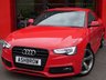 USED 2015 64 AUDI A5 2.0 TDI S LINE BLACK EDITION 2d AUTO 177 S/S UPGRADE DE-BADGE FEATURE, MMI NAVIGATION PLUS, HEATED FRONT SEATS, FULL BLACK LEATHER, BANG & OLUFSEN SOUND SYSTEM, PARKING SYSTEM PLUS (FRONT & REAR WITH DISPLAY), CRUISE CONTROL, AUDI MUSIC INTERFACE (AMI), DVD PLAYER, VOICE DIALOGUE SYSTEM, PRIVACY GLASS, DAB RADIO, BLUETOOTH PHONE & MUSIC STREAMING, WIRELESS LAN CONNECTION (WLAN), LED XENON LIGHTS, 19 INCH ROTOR ALLOYS, LEATHER FLAT BOTTOM MULTIFUNCTION TIPTRONIC STEERING WHEEL, FULL SERVICE HISTORY