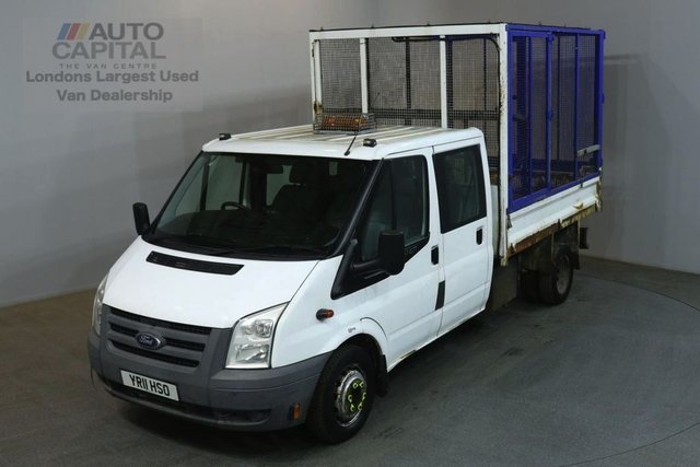 2011 11 FORD TRANSIT 2.4 350 100 BHP LWB D/CAB TWIN WHEEL CAGE COMBI TIPPER