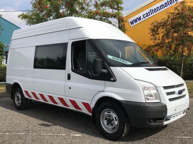 2013 13 Ford Transit 2.2 350 LWB HIGH ROOF CREW CAB 6 SEAT WINDOW VAN RWD LOW MILEAGE FSH 124 BHP