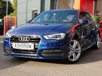 USED 2014 14 AUDI A3 SPORTBACK 1.4 TFSI S LINE 5d 122 S/S UPGRADE SAT NAV, LED XENON LIGHTS, BLACK 1/2 LEATHER INTERIOR, DAB RADIO, BLUETOOTH PHONE & MUSIC STREAMING, AUDI MUSIC INTERFACE FOR IPOD / USB DEVICES (AMI), 18 INCH 10 SPOKE ALLOYS, SPORT SEATS, LEATHER FLAT BOTTOM MULTI FUNCTION STEERING WHEEL, DUAL CLIMATE AIR CON, LEATHER FRONT ARM REST, AUDI DRIVE SELECT, CD HIFI WITH 2x SD CARD READERS, ELECTRIC WINDOWS, ELECTRIC HEATED MIRRORS, ISO FIX, FOLDING REAR SEATS, ILLUMINATING VANITY MIRRORS. SERVICE HISTORY