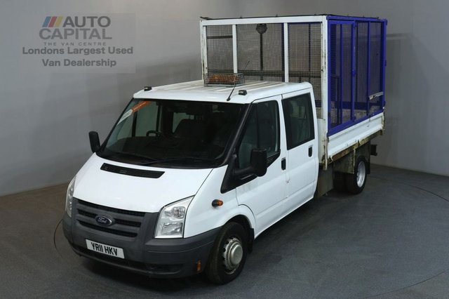 2011 11 FORD TRANSIT 2.4 350 100 BHP LWB D/CAB TWIN WHEEL CAGE COMBI TIPPER