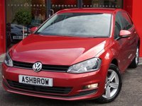 USED 2016 16 VOLKSWAGEN GOLF 1.6 TDI MATCH EDITION BMT 5d 110 S/S SAT NAV, FRONT & REAR PARKING SENSORS WITH DISPLAY (PARK PILOT), ADAPTIVE CRUISE CONTROL (ACC), DAB RADIO, BLUETOOTH PHONE & MUSIC STREAMING, AUX & USB INPUTS, FRONT FOG LIGHTS, ELECTRIC HEATED FOLDING MIRRORS, LEATHER FLAT BOTTOM MULTI FUNCTION STEERING WHEEL, LIGHT & RAIN SENSORS WITH AUTO DIMMING REAR VIEW MIRROR, DRIVE SELECT, 1 OWNER FROM NEW, FULL SERVICE HISTORY, BALANCE OF MANUFACTURERS WARRANTY, &pound;0 ROAD TAX (99 G/KM)