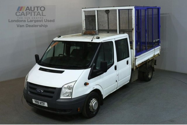 2011 11 FORD TRANSIT 2.4 350 100 BHP LWB D/CAB TWIN WHEEL CAGE COMBI TIPPER
