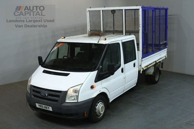 2011 11 FORD TRANSIT 2.4 350 100 BHP LWB D/CAB 6 SEATER CAGE COMBI TIPPER