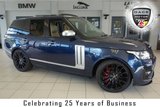 USED 2013 13 LAND ROVER RANGE ROVER 4.4 SDV8 AUTOBIOGRAPHY 5d 339 BHP full land rover service history FINISHED IN STUNNING BALTIC BLUE WITH FULL ALMONF LEATHER SEATS + STUNNING SVO UPGRADE + FULL LAND ROVER SERVICE HISTORY + SATELLITE NAVIGATION + REAR ENTERTAINMENT + 22 INCH ALLOYS + 360 DEGREE REVERSE CAMERA + REAR EXECTUTIVE CLASS SEATS + HEATED FRONT/REAR SEATS + PANORAMIC ROOF + RETRACTABLE SIDE STEPS + HEATED STEERING WHEEL + SVO STYLING PACK + FOUR WHEEL DRIVE + BLUETOOTH + DAB RADIO + CRUISE CONTROL + OVER £16000 WORTH OF EXTRAS