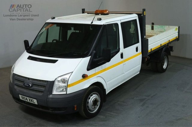 2014 14 FORD TRANSIT 2.2 350 DRW 124 BHP LWB D/CAB TWIN WHEEL 6 SEATER TIPPER