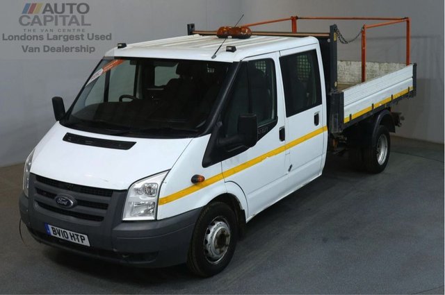 2010 10 FORD TRANSIT 2.4 350 100 BHP LWB D/CAB 6 SEATER COMBI TWIN WHEEL TIPPER
